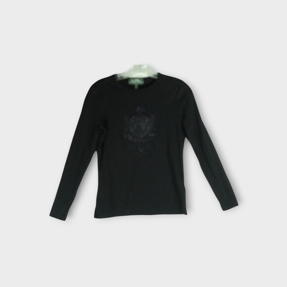 Lauren Ralph Lauren Tops - Lauren Ralph Lauren Black Crest Embroidered Tee Size XS Emblem